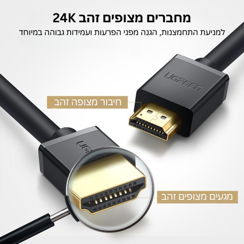 כבל UGreen HDMI 2.0 Male to Male באורך 8 מטר שחור, 8-מטר