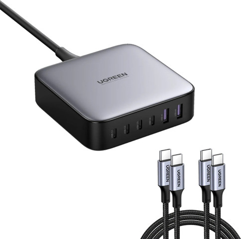מטען שולחני UGREEN Nexode 200W GaN טעינה מהירה עד 6 מכשירים במקביל שחור