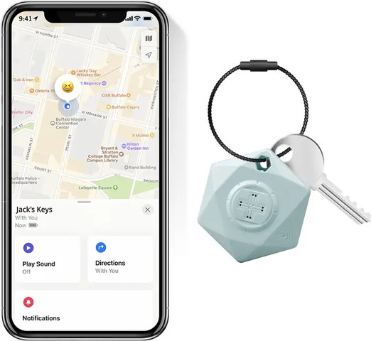 תג איתור Finder Key Ring Hexagon תואם למוצרי Apple לבן