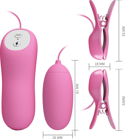 Electric Nipple Clamps & Vibrating Bullet | מצבטי פטמות רוטטים עם קליע לגירוי כפול