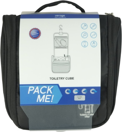 תיק כלי רחצה מתקפל עם וו תליה מבית VERAGE דגם Toiletry Cube צבע שחור