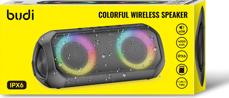 רמקול Bluetooth אלחוטי 40 W   עמיד למים IPX6‎ דגם SP08B מבית Budi