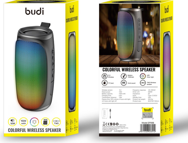 רמקול Bluetooth אלחוטי 10W דגם SP06B מבית Budi