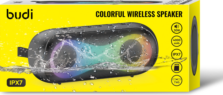 רמקול Bluetooth אלחוטי 30W עמיד למים IPX7 דגם SP07B מבית Budi