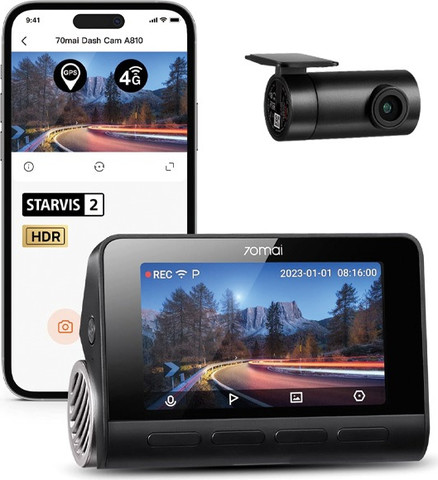 מצלמת רכב חכמה דו-כיוונית 70mai 4K-HDR מאי Dash Cam A810-2
