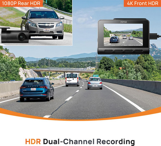 מצלמת רכב חכמה דו-כיוונית 70mai 4K-HDR מאי Dash Cam A810-2