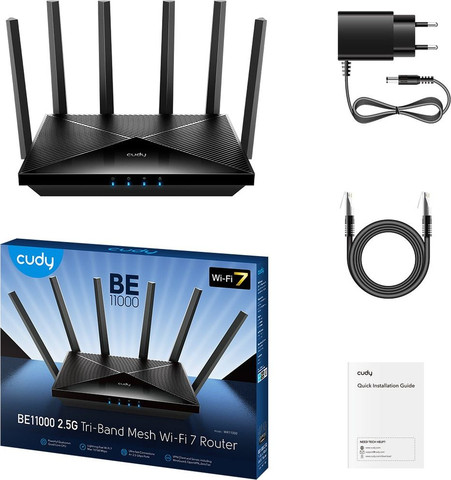 ראוטר Cudy BE11000 2.5G Tri-Band Wi-Fi 7 Mesh WR11000