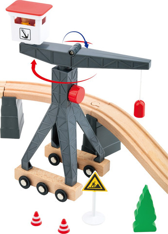 סט רכבת עץ מנוף 35 חלקים
