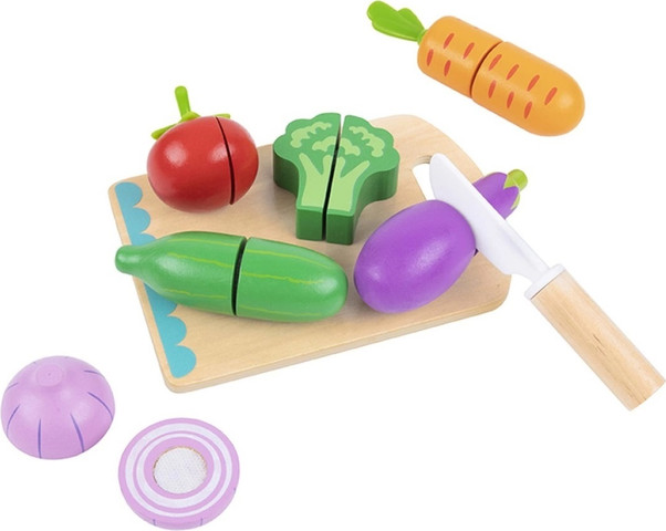 משחק חיתוך ירקות עץ עם מגש וסכין 13 חלקים