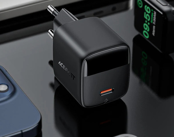 ראש מטען מהיר USB-C טעינת PD30W מהירה, שחור