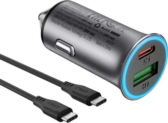 מטען לרכב מהיר 95W ACEFAST, יציאות USB-C + USB-A , כולל כבל C-C
