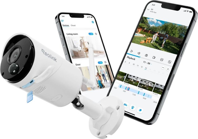 מצלמת אבטחה חיצונית אלחוטית REOLINK ARGUS ECO 3MP כולל סוללה נטענת לבן
