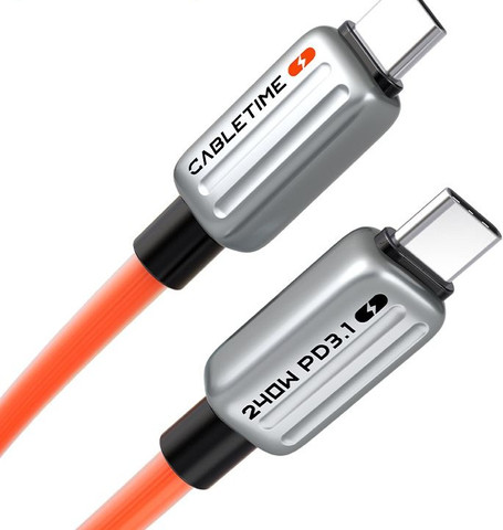 USB Cable, C to C, 480Mbps, 240W, PD3.1, 2M, כתום