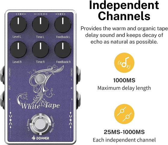EC1335 פדאל דילי White Tape Delay Pedal מבית DONNER