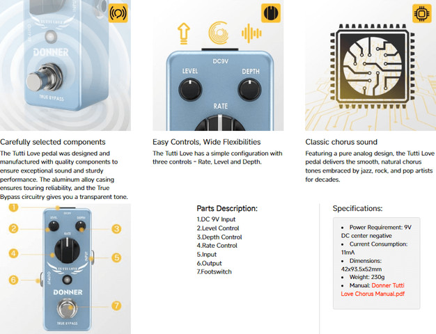 פדל קורוס Tutti Love Chorus Guitar Pedal EC744 מבית DONNER