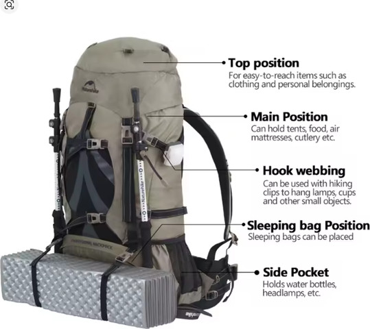 תרמיל מוצ'ילה 70+5 ליטר לדרום אמריקה NATUREHIKE Backpacks 70L