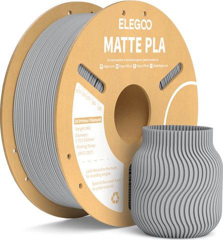 סליל הדפסה למדפסת 3D - פילמנט  1 ק"ג 1.75 מ"מ  ELEGOO PLA צבע אפור