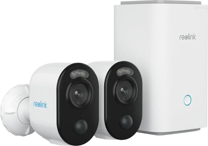 ערכת 2 מצלמות אבטחה REOLINK ARGUS 3E 3MP HD ומערכת HOME HUB להקלטה מקומית לבן