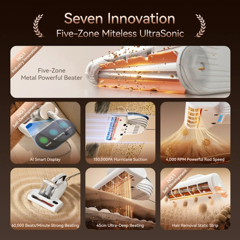 שואב מזרנים עוצמתי כולל טכנולוגיית UltraSonic משמיד קרדית האבק UWANT יוונט M600