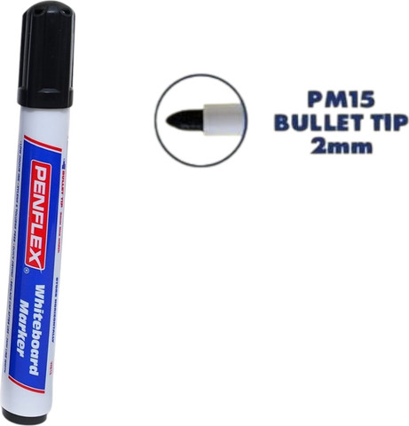 טוש שחור ראש עגול פרמננט PM15 + טוש מחיק במתנה