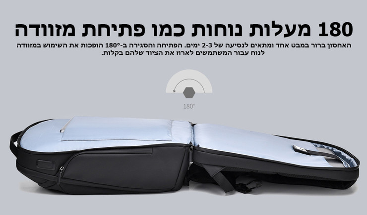 תיק גב Voyager Max-Tech 25L למחשב 16 אינץ' עם יציאת USB מבית כאמל מאונטין - שחור גט