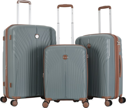 סט 3 מזוודות קשיחות 20"/24"/28" דגם LUXE מבית המותג היוקרתי Luan-אפור ירוק