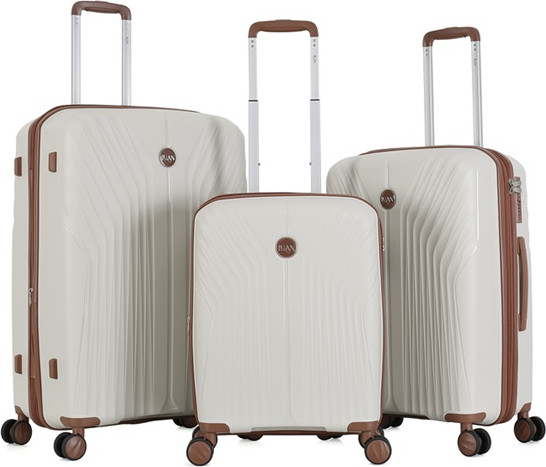 סט 3 מזוודות קשיחות 20"/24"/28" דגם LUXE מבית המותג היוקרתי Luan-אפור בז'
