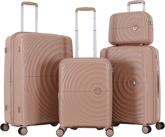 סט3  מזוודות קשיחות 20"/24"/28" + תיק קוסמטיקה דגם Bordo מבית המותג היוקרתי Luan-רוזגולד
