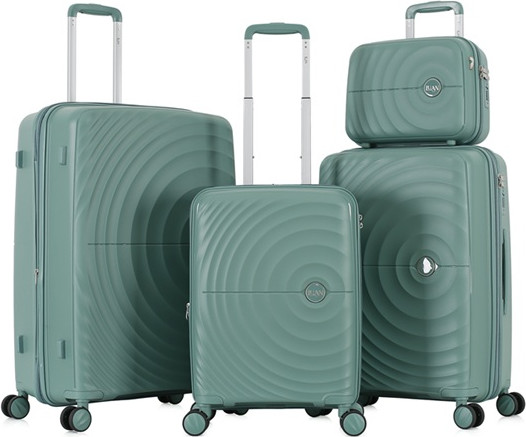 סט 4 מזוודות קשיחות 20"/24"/28" + תיק קוסמטיקה דגם Bordo מבית המותג היוקרתי Luan-ירוק