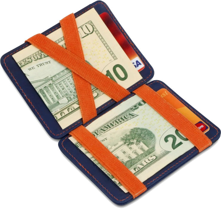ארנק LEATHER RFID MAGIC blue/orange