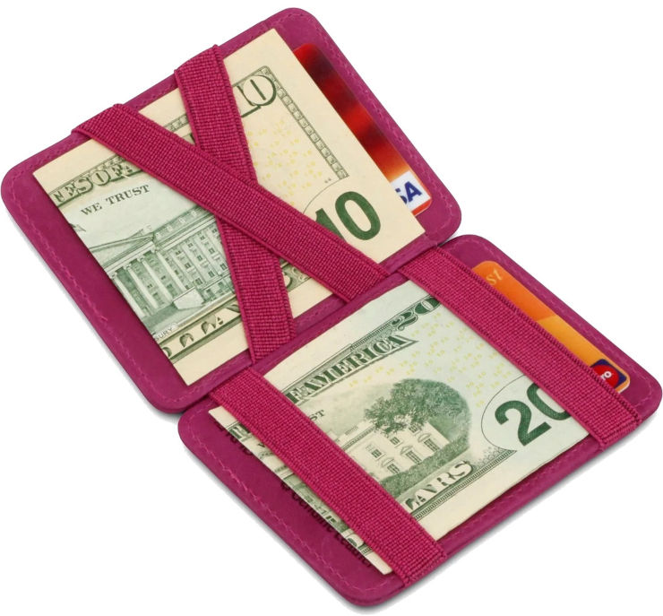 ארנק LEATHER RFID MAGIC raspberry