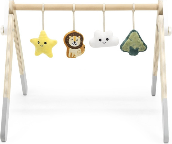אוניברסיטה מתקפלת מעץ מלא עם 4 צעצועים תלויים