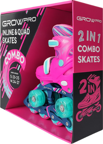 רולרבליידס משולב גלגליות דגם Combo Skates2in1 Small צבע ורוד