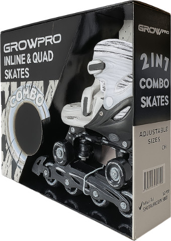 רולר בליידס משולב גלגליות 2ב1 מידה 34-37 דגם Combo Skates2in1 Medium צבע אפור