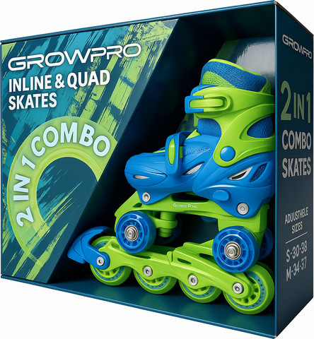 רולר בליידס משולב גלגליות 2ב1 מידה 34-37 דגם Combo Skates2in1 Medium צבע כחול