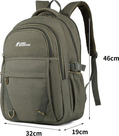תיק גב The Satin Ultimate Max 28L למחשב 16 אינץ' מבד קנווס מבית כאמל מאונטין - חאקי