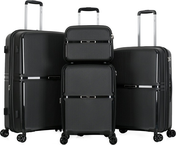 סט 3 מזוודות קשיחות 20"/25"/29" + תיק קוסמטיקה 14" דגם ORLANDO מבית המותג היוקרתי Luan-שחור