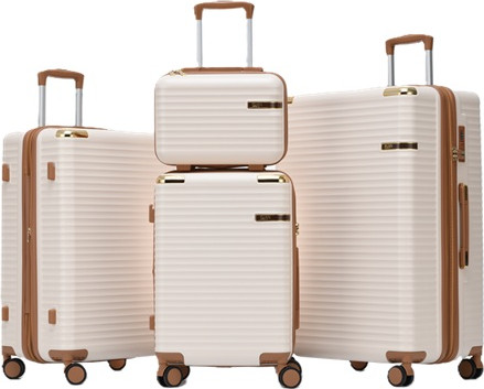 סט 3 מזוודות קשיחות 20"/25"/29" + תיק איפור דגם Belle של המותג Luan בעיצוב יוקרתי- שחור