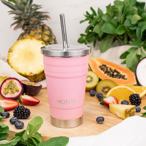 כוס שייק בצבע תות  MontiiCo Original Smoothie Cup - Strawberry