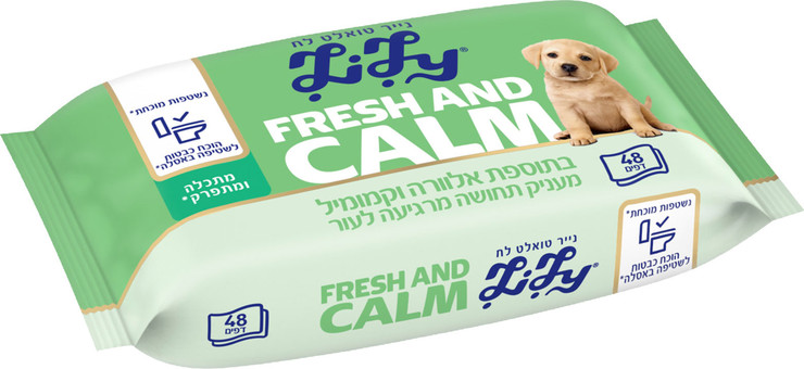 פרש אנד קאלם נייר טואלט לח בתוספת אלוורה וקמומיל נשטף באסלה