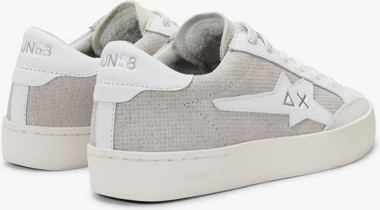 נעלי סניקרס SUN68 KATY LEATHER BIANCO/ARGENTO