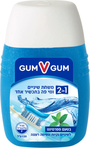 משחת שיניים ומי פה בתכשיר אחד פפרמינט