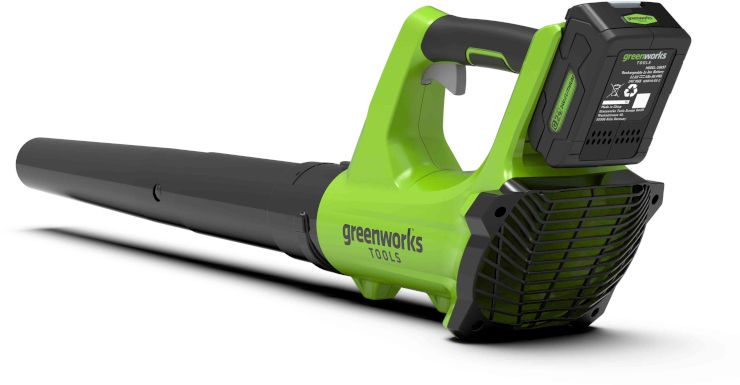 מפוח עלים חדש 24V + שתי סוללות 2.0A + מטען מהיר Greenworks