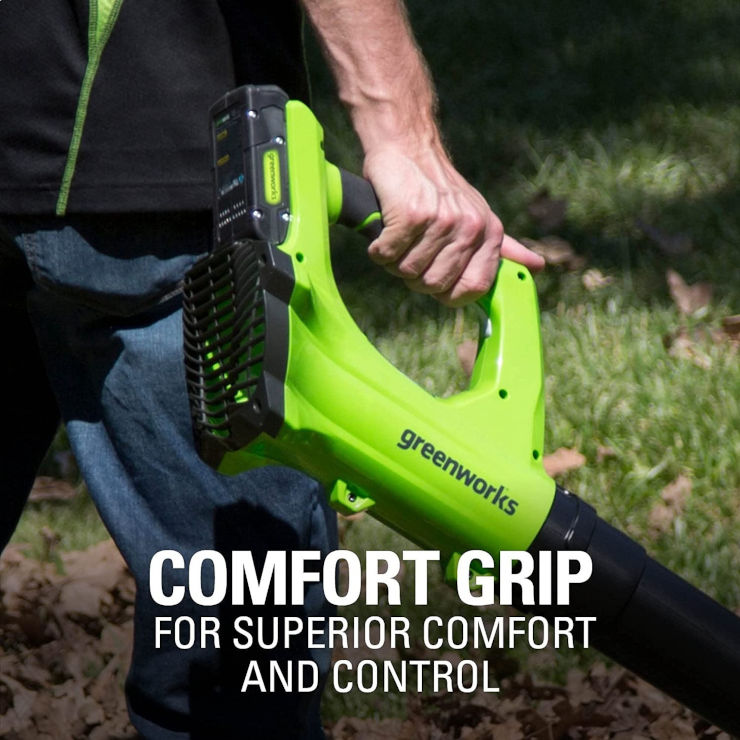 מפוח עלים חדש 24V + שתי סוללות 2.0A + מטען מהיר Greenworks