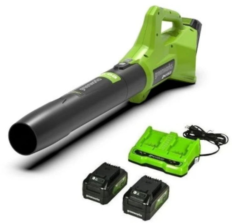 מפוח עלים 24V דור 2+שתי סוללות 4Ah + מטען Dual Port 24V (4A) Greenworks