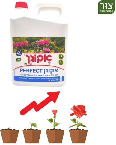 אקוגן פרפקט Perfect, דשן נוזלי מועשר ומרוכז למשאבות ולדישון ידני, מכיל חומר מרוכז המעודד צמיחה מאוזנת, 5 ליטר