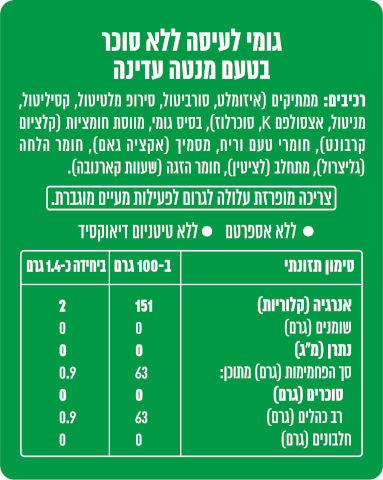 גומי לעיסה ללא סוכר בטעם ספירמינט עדין