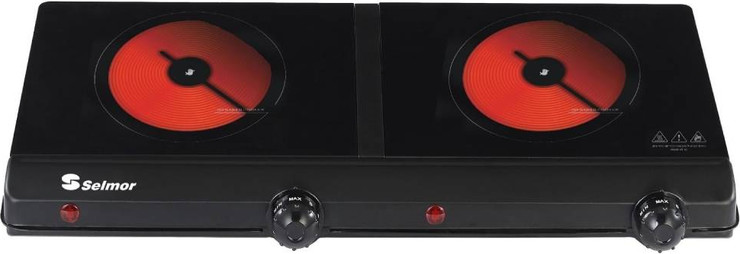 כירה קרמית חשמלית כפולה 2500 וואט Selmor SE-6681