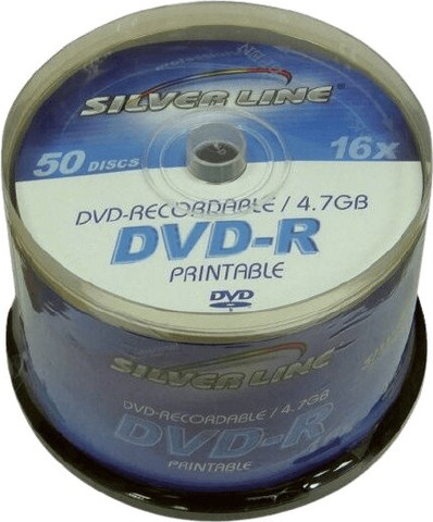 סט של 50 דיסקים PRINTABLEX16-R DVD-R/+R 4.7GB X16 מבית Silver Line