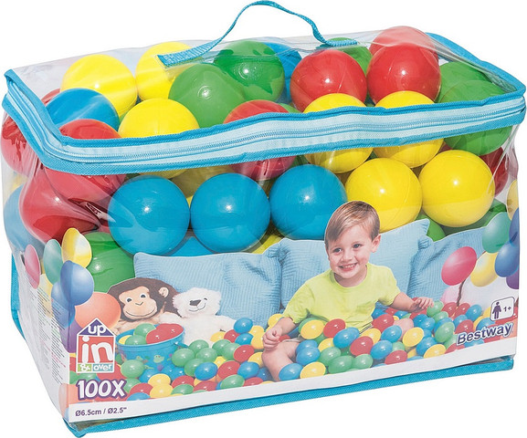 100 כדורים צבעוניים בגודל 6 ס"מ לאוהל/בריכה בשק אכסון רב פעמי